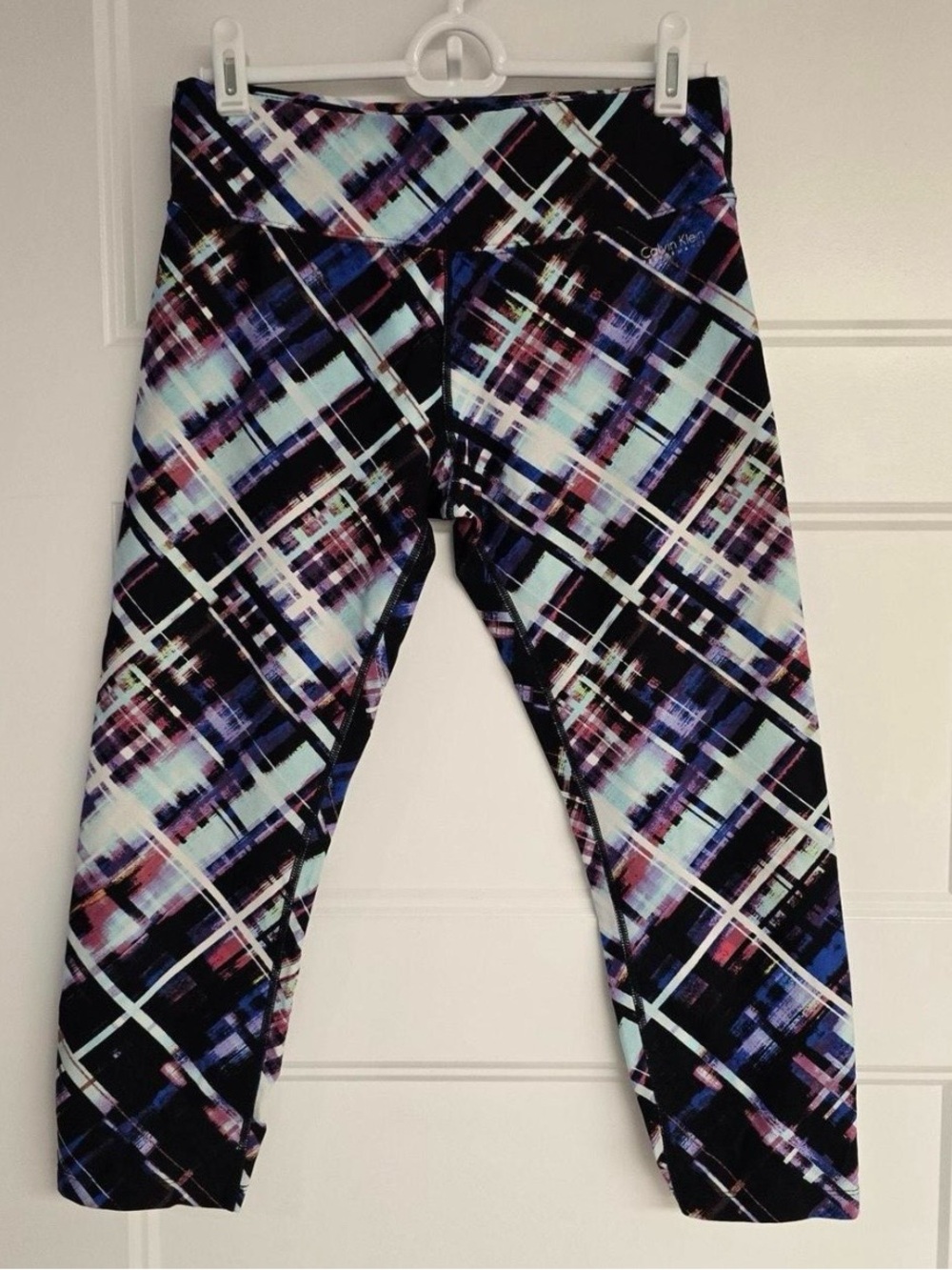 Calvin Klein Performance Black Multicolor Plaid-Effect Leggings Quick Dry